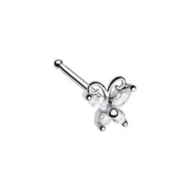 Nose Bone - Cubic Zirconia Butterfly - 20g