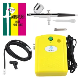 OPHIR 0.3mm Dual-Action Airbrush Tool with Mini Air Compressor for Temporary Tattoo Nail Art Paint DC 12V