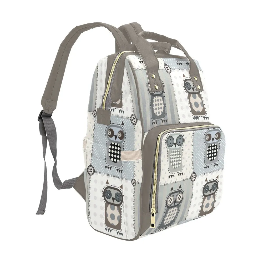 Patchwork Owls Blank Multi-Function Backpack Diaper Bag