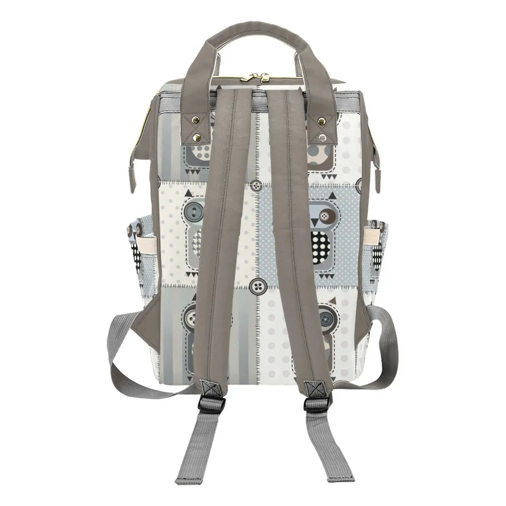 Patchwork Owls Blank Multi-Function Backpack Diaper Bag