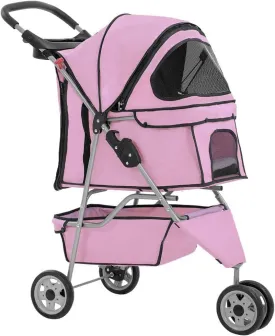 Pet Stroller - 3 Wheels - Pink