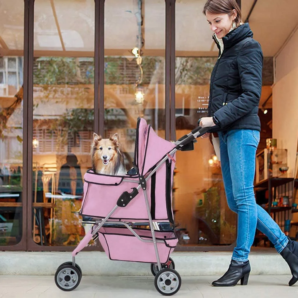 Pet Stroller - 3 Wheels - Pink