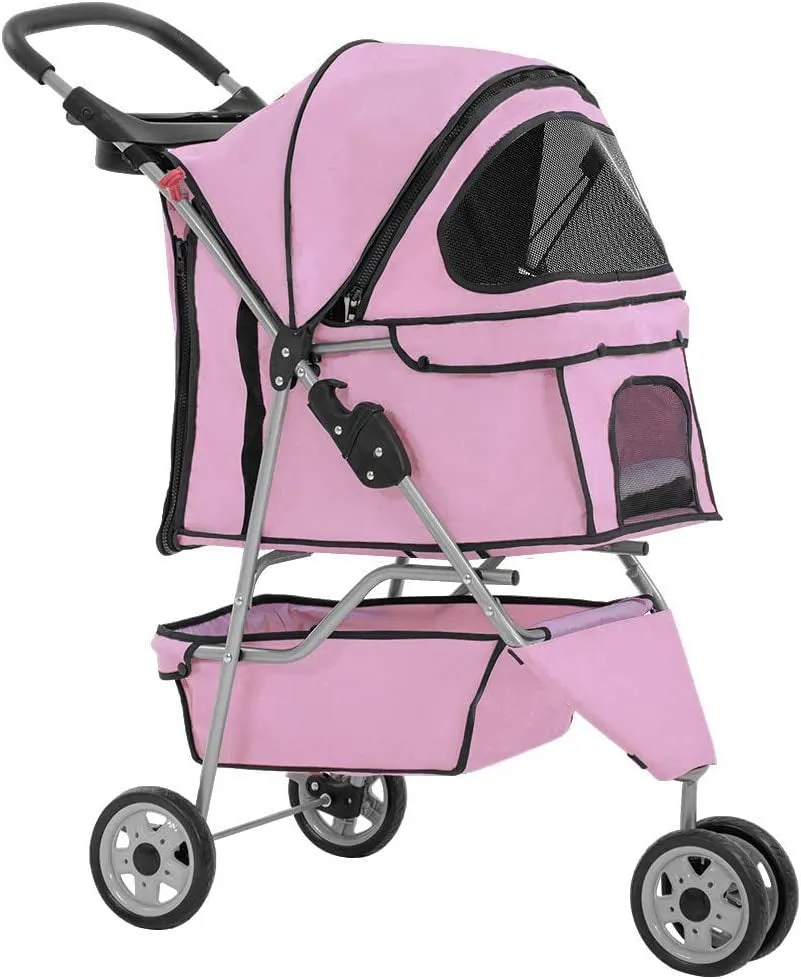 Pet Stroller - 3 Wheels - Pink