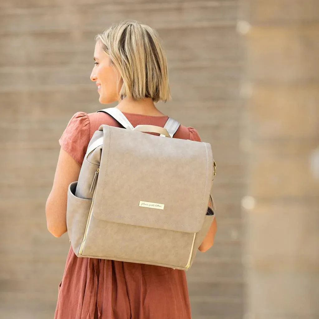 Petunia Pickle Bottom Matte Leatherette Boxy Backpack / Grey
