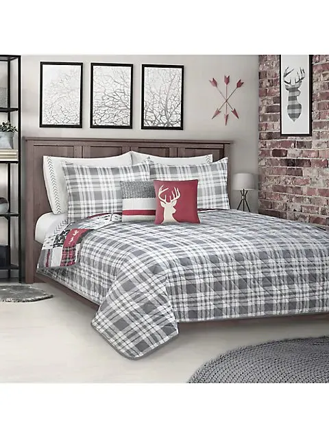 Plaid Patchwork Quilt Set