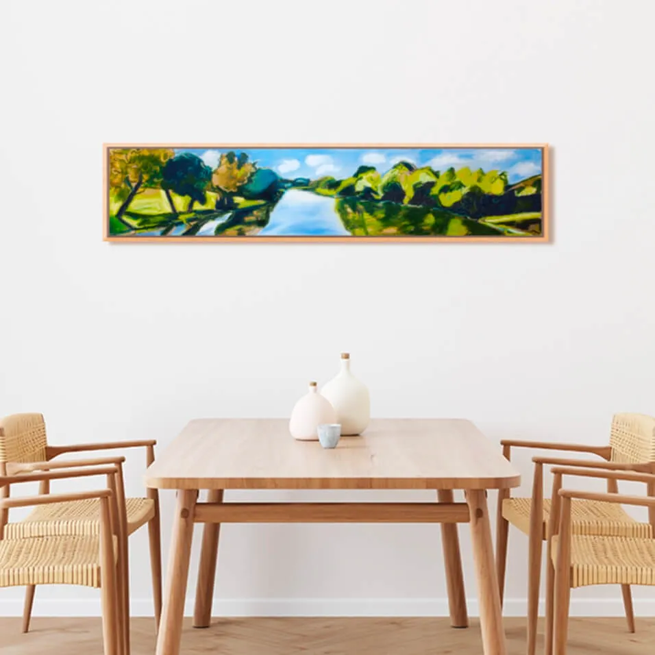"Tranquil Lake" Natural Wood Floating Frame (60 x 13)