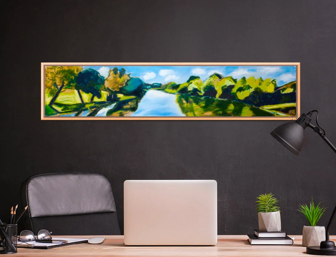 "Tranquil Lake" Natural Wood Floating Frame (60 x 13)