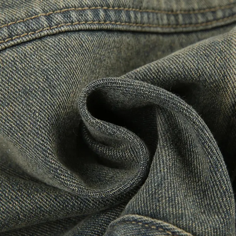 Retro Denim Pockets Buttons Short Coat