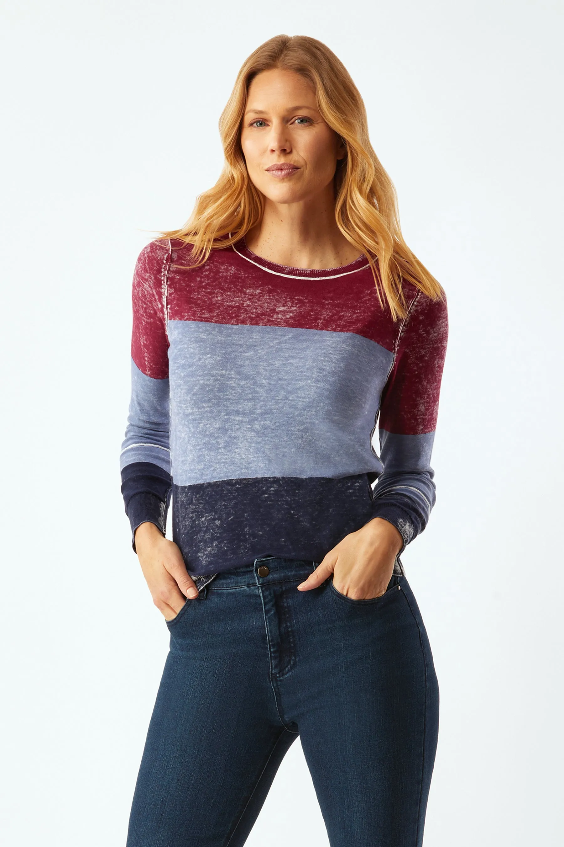 Reverse Print Jersey Crew Neck Top