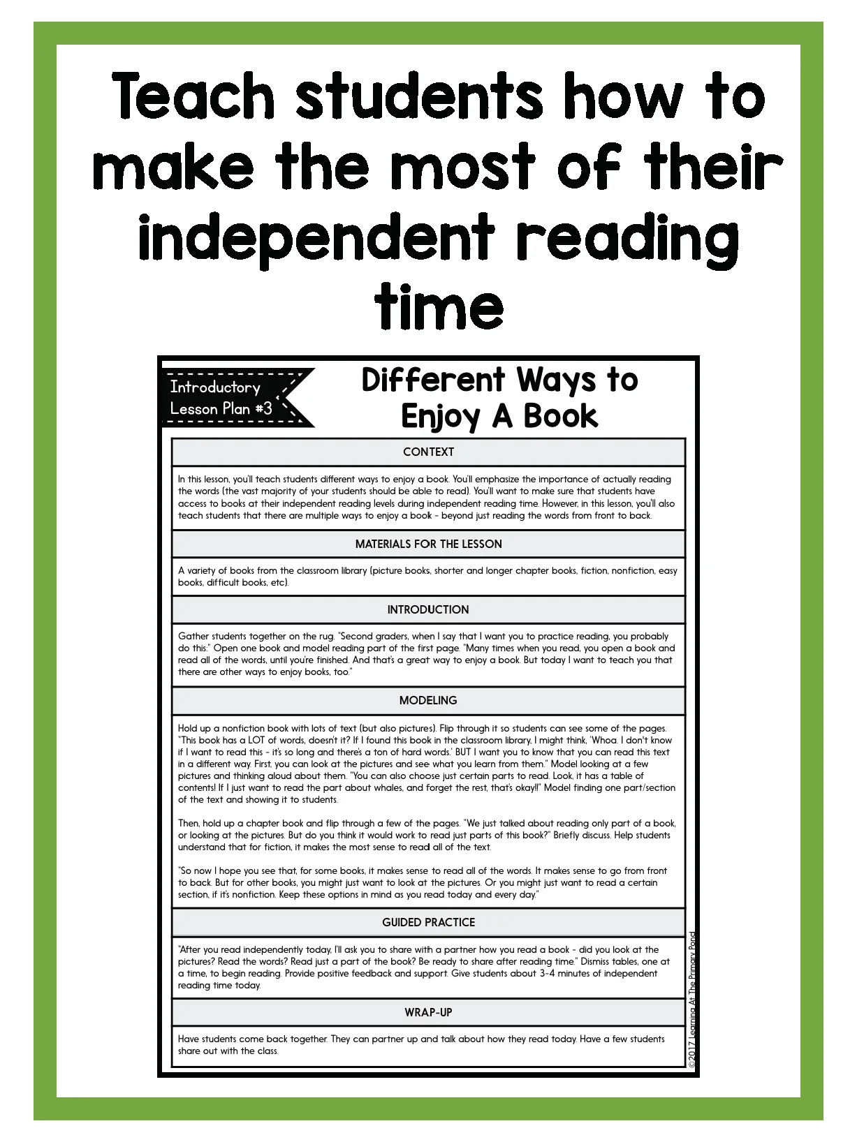 Second Grade Independent Reading Center Supplementary Materials