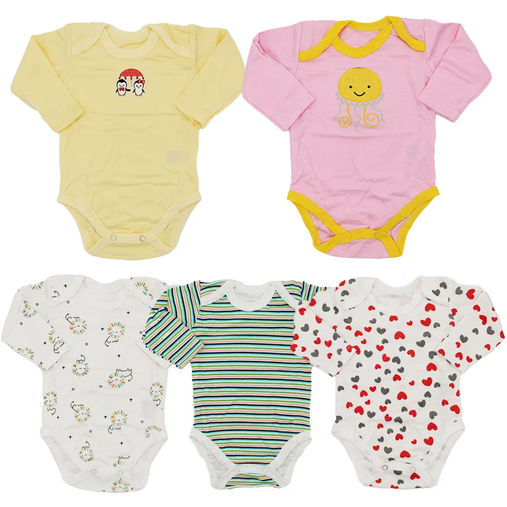 Set of 5 Bodysuit Full Sleeves Onesie Romper for 0-23 Months