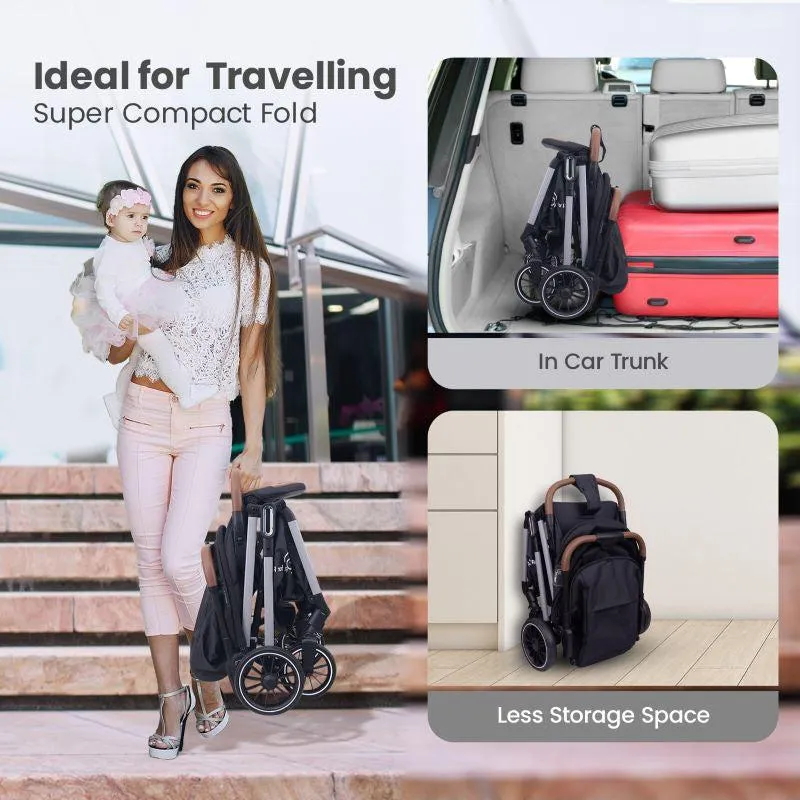 Street Smart Auto Fold Stroller for Kids, Safety Certified, Travel Friendly, Breathable Mesh, 360-degree rotation, 0-3 Yrs