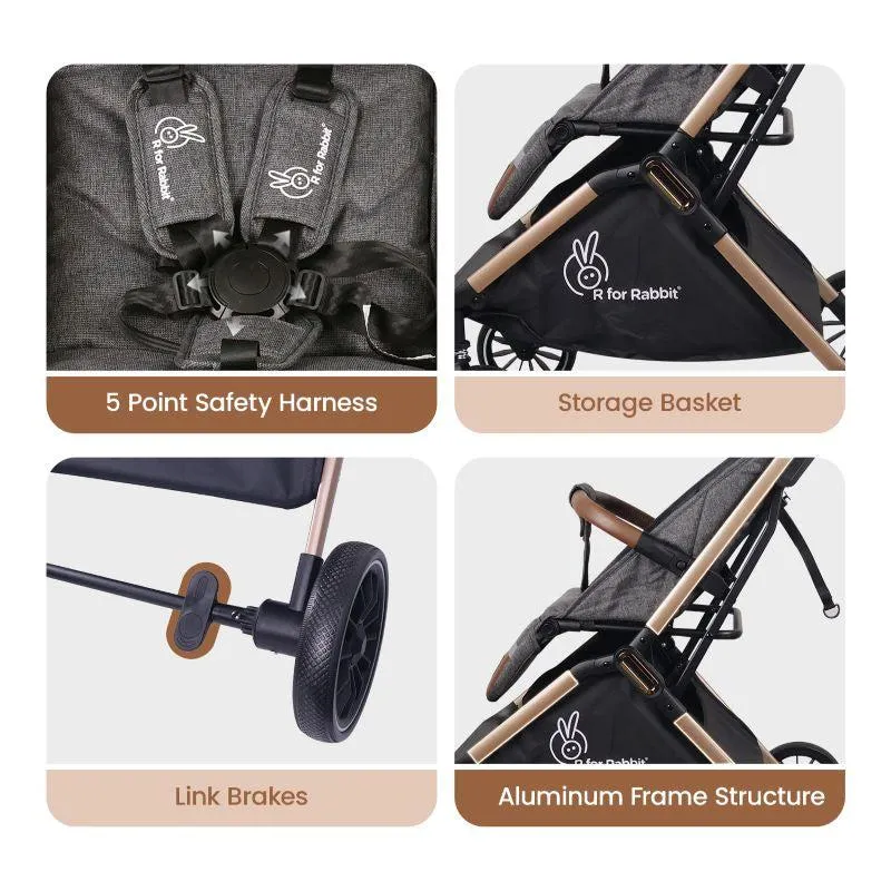 Street Smart Auto Fold Stroller for Kids, Safety Certified, Travel Friendly, Breathable Mesh, 360-degree rotation, 0-3 Yrs
