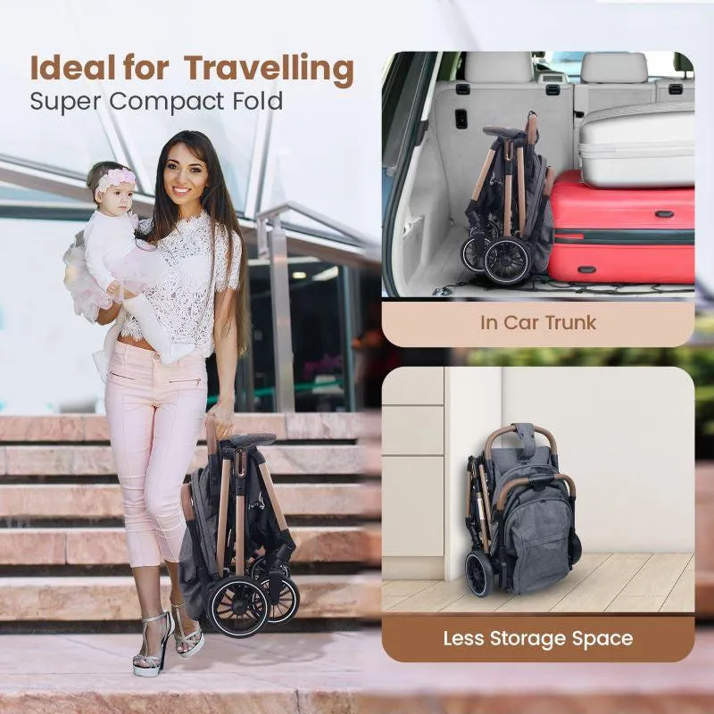Street Smart Auto Fold Stroller for Kids, Safety Certified, Travel Friendly, Breathable Mesh, 360-degree rotation, 0-3 Yrs