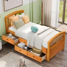Twin Size Platform Storage Bed Solid Wood