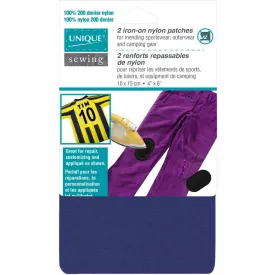 UNIQUE SEWING Iron-On Patches For Mending Nylon Navy - 10 x 15cm (4" x 6") - 2 pcs.