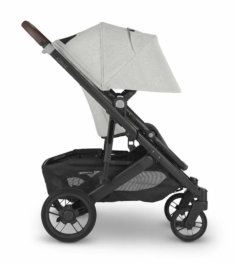 UPPAbaby Cruz V2 Stroller - Anthony (White and Grey Chenille / Carbon / Chestnut Leather)