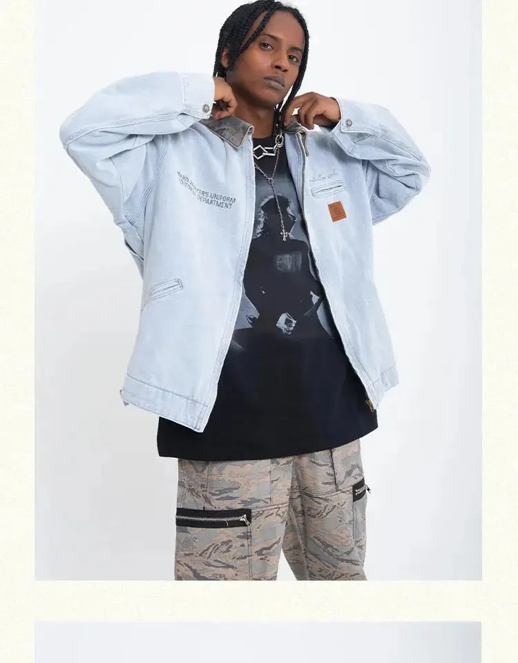 Vintage Washed Workwear Cargo Cargo Jacket